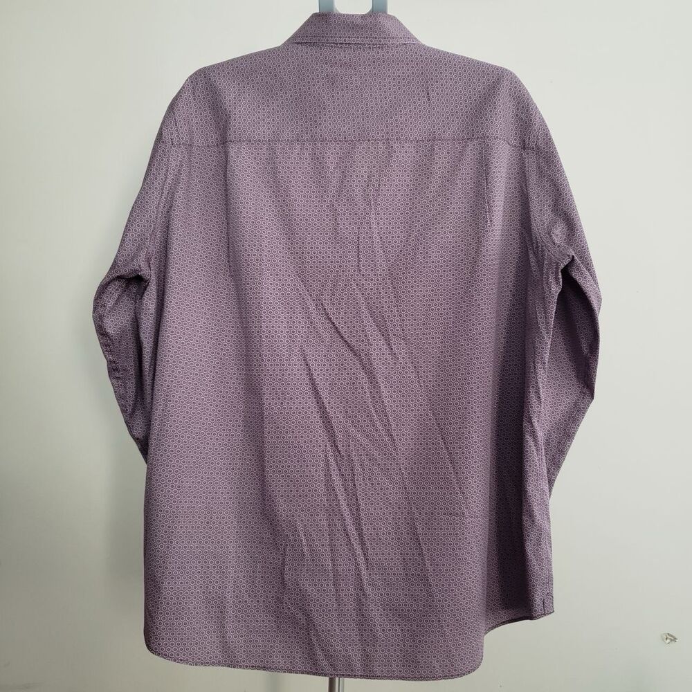 David Donahue Mens FusionPerformance Shirt 18 XL XXL PurpleGeometric Print LS - Picture 3 of 9
